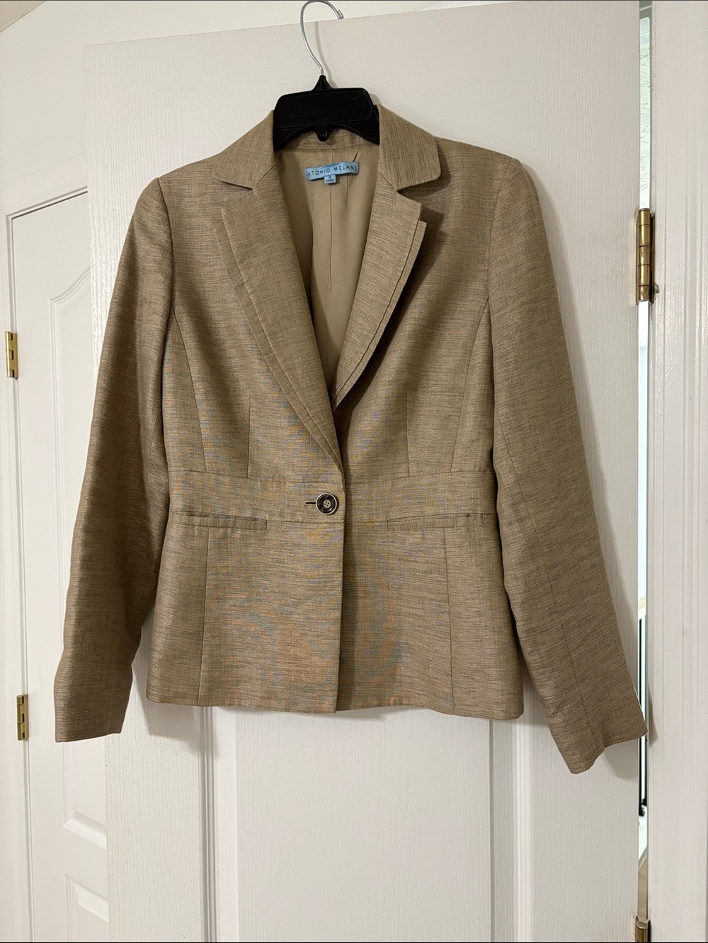 ANTONIO MELANI tan and gold single-button Women's Blazer